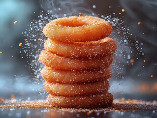 Stacked Onion Rings with Dusting