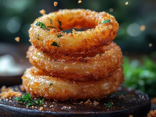 Stacked Onion Rings with Seasoning