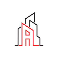 Building and letter A logo 001