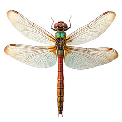 Detailed Dragonfly with Transparent Wings on Transparent Background