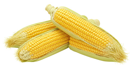 Isolated Three Fresh Corns