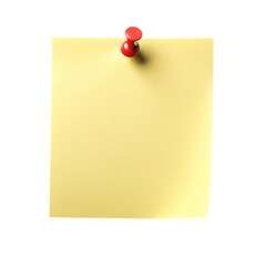 yellow sticky note with push pin