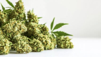 Close-Up View of Dense Light Green Cannabis Buds Showcasing Their Distinct Resinous Texture and Quality