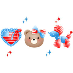 Coquette 4th of July Bear PNG