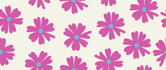 Vector illustration. Seamless pattern of flowers on a light background. Spring concept. Perfect for your design, gift wrap or home wallpaper.