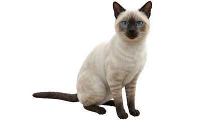 Isolated Siamese Cat Sitting