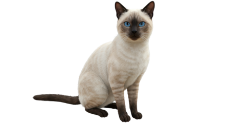 Isolated Siamese Cat Sitting