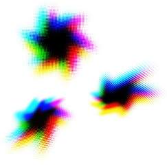 Set of twisted polka dot stars. Shift of contour spectrum. Vector.