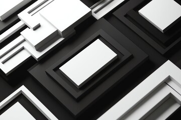 Abstract Black and White Geometric Design with Rectangular Shapes Pattern