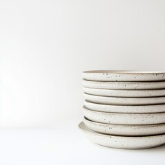 Neatly stacked ceramic plates