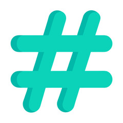 Fototapeta premium Editable Hashtag Symbol Icon in Bold Teal Color Vector illustration