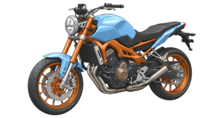 Isolated Blue and Orange Motorbike