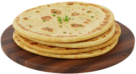 Isolated Naan bread with thyme