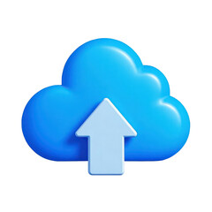 Blue Cloud Download Icon On Transparent Background, Generative AI