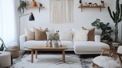 Cozy minimalist living room interior design