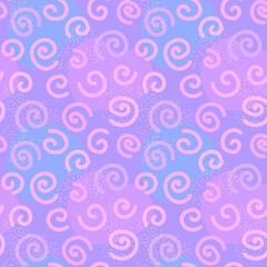 Colorful purple background with hand drawn swirls and sparkles for holiday party seamless vector pattern