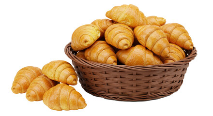 Isolated Croissants overflowing a Basket