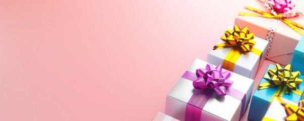 Close up Gift Boxes Background paper cardboard ornament.