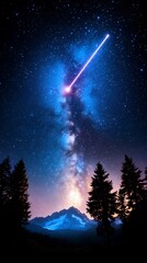 Fototapeta premium Night Sky Meteor Mountains