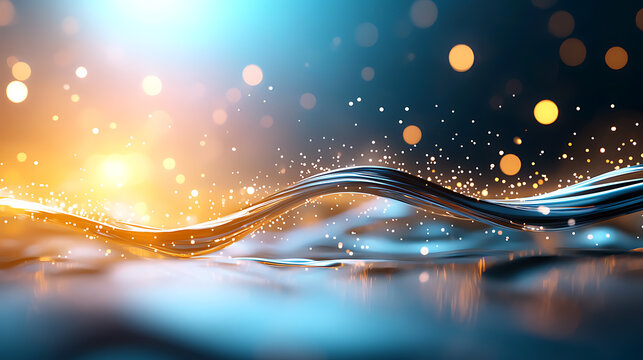 Dynamic flow of quantum particles in abstract colors digital realm visual art ethereal environment close-up view science concept