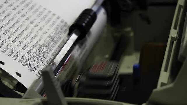 Dot matrix printer printing on paper scene stock footage
