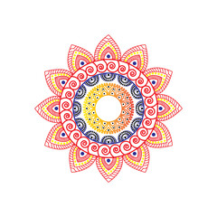 Mandala sun with floral circular pattern