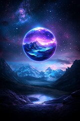 Floating Sphere, Mountain Landscape