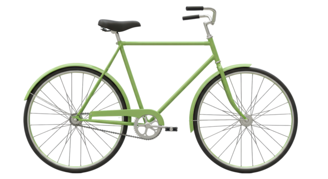 Isolated Classic Green Bike