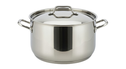 Isolated Stainless Steel Cooking Pot with Lid