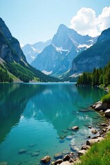 Scenic view of Lake Hintersee surrounded by the majestic Berchtesgaden Alps in Bavaria, Germany,  outdoor,  beauty