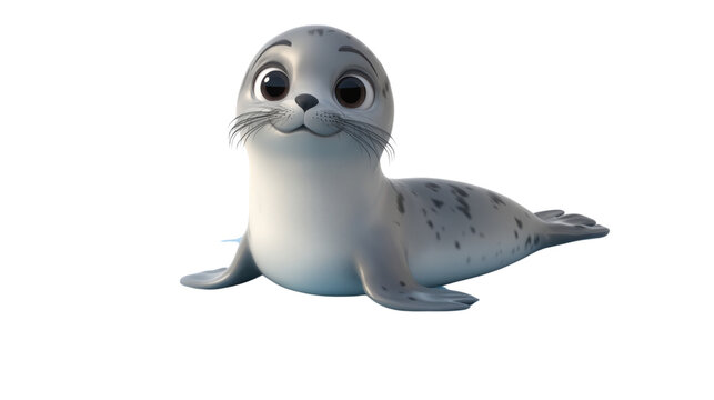 close up of a blue seal on a white background