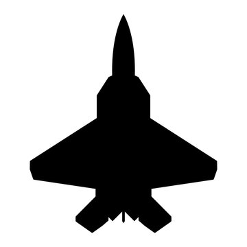 silhouette illustration of a modern fighter jet flying icon symbol