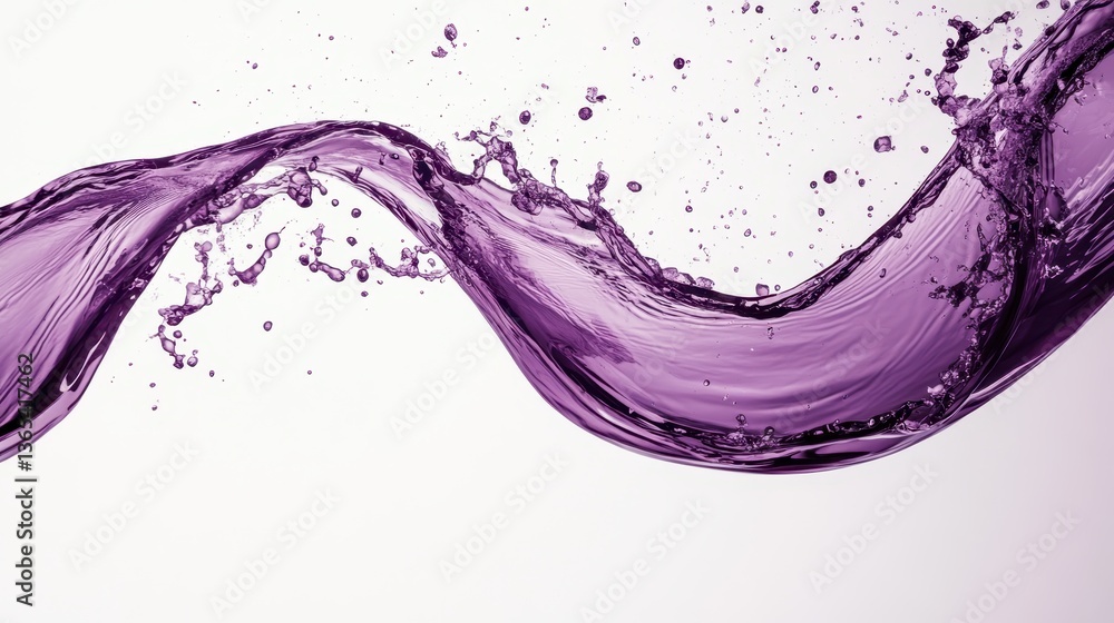 Poster purple wave splash: a captivating display of fluid dynamics, as a vibrant purple liquid cascades and