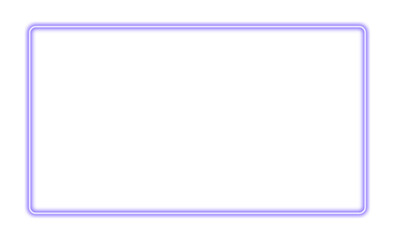 Glowing neon rectangular frame in lilac color