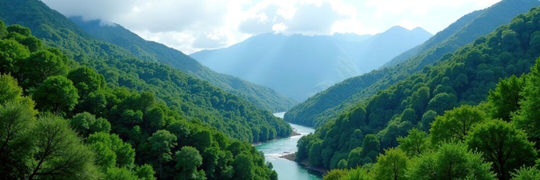 Scenic view of mountains, forests, and rivers in the Ashio area of Japan,  Japan,  adventure