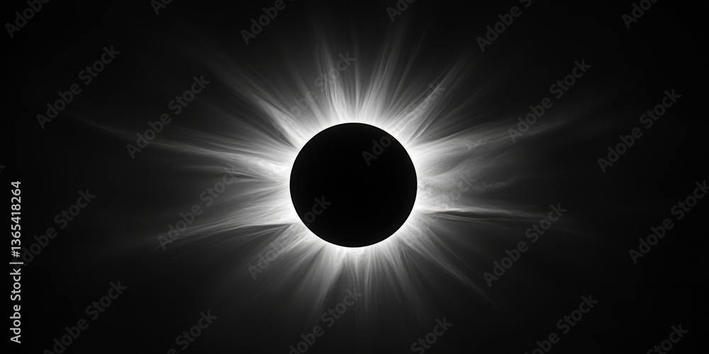 Wall mural a stunning black and white image showcasing a total eclipse of the sun