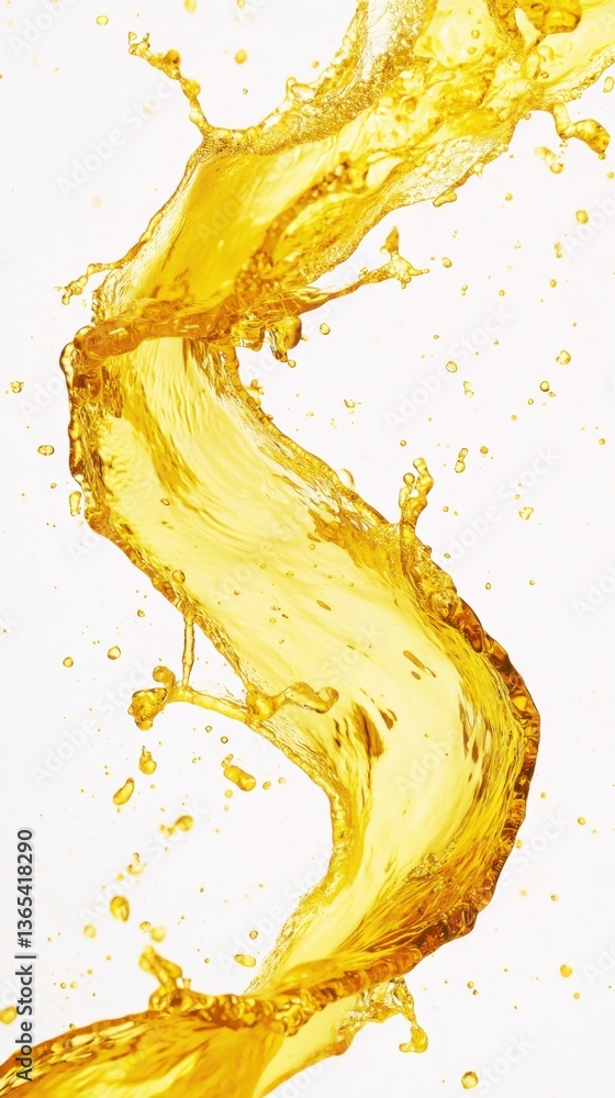Poster liquid swirl: an artistic liquid swirl with dynamic movement, frozen mid-air, creating an abstract d