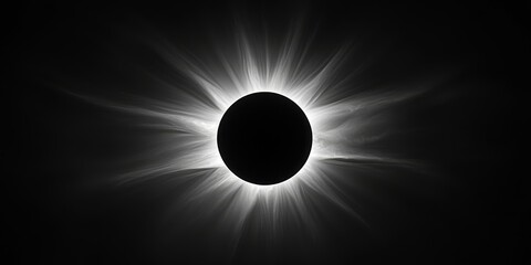 A stunning black and white image showcasing a total eclipse of the sun