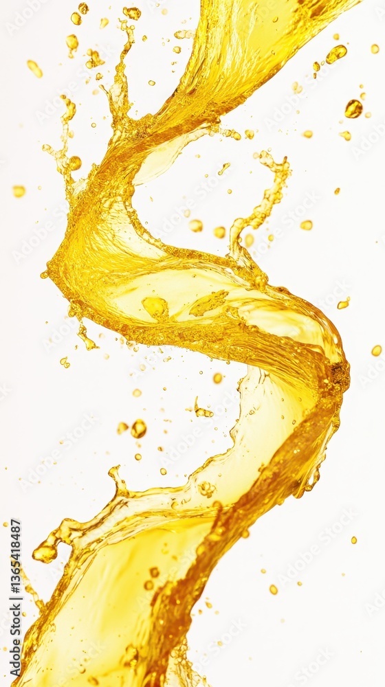 Poster liquid swirl: dynamic capture of a flowing, golden liquid creating an elegant and artistic swirl aga