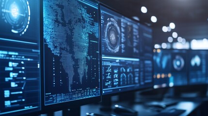 An AI powered cybersecurity system detecting and neutralizing online threats in real time by analyzing network traffic and user behavior, Security technology style, photo of