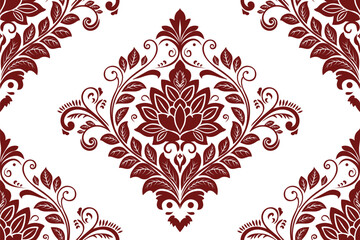 floral seamless pattern with damask ornament, royal pattern for wallpaper or packaging in victorian style