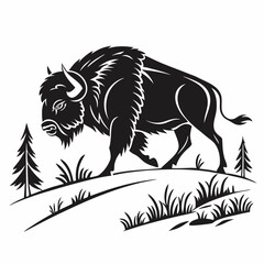 Obraz premium bison black sihouette vrctor