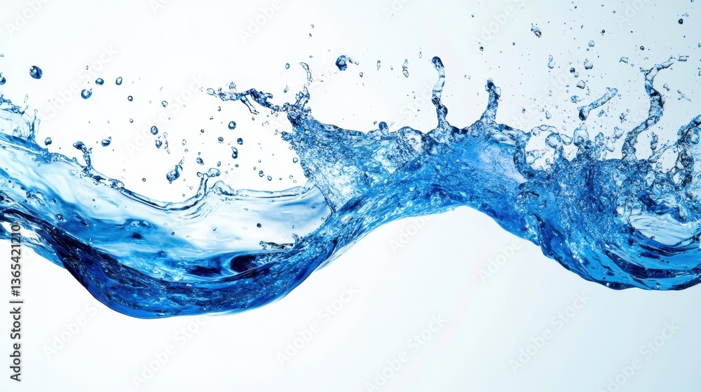 Poster water wave cascade: a dynamic capture of water in motion, portraying the fluidity and energy of a wa