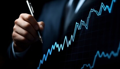 Analyzing financial trends office environment business insights digital display professional perspective data visualization techniques