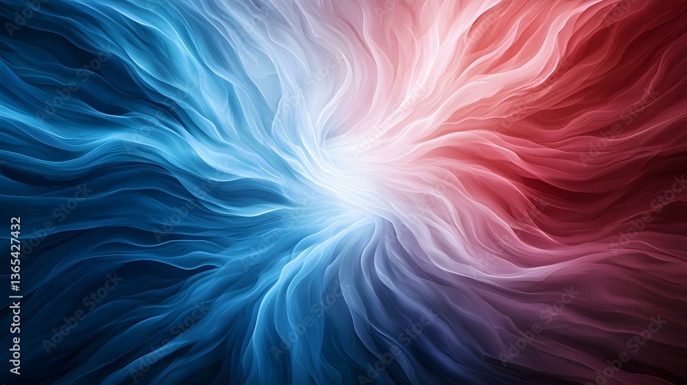 Poster the image contains an abstract art piece featuring flowing, wave-like forms that transition seamless