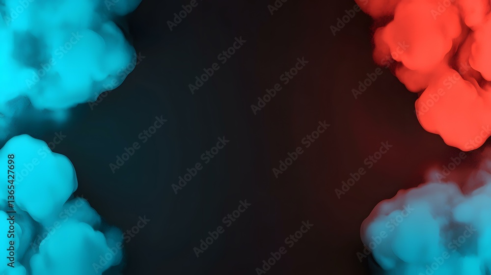 Aufkleber the image contains abstract shapes resembling clouds, colored in vibrant teal and coral, set against