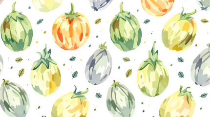 Watercolor pattern zucchini white background