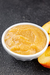 Apple puree natural ingredients tasty fresh delicious gourmet food background table rustic food top view copy space keto and paleo diet vegetarian and vegan food