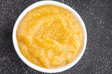 Apple puree natural ingredients tasty fresh delicious gourmet food background table rustic food top view copy space keto and paleo diet vegetarian and vegan food