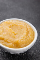 Apple puree natural ingredients tasty fresh delicious gourmet food background table rustic food top view copy space keto and paleo diet vegetarian and vegan food